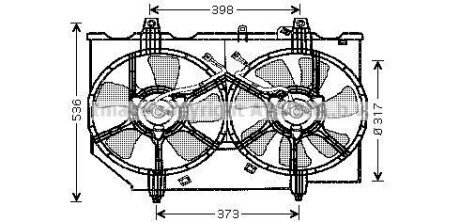 AVA NISSAN Вентилятор радіатора X-TRAIL I 2.0 01-, 2.5 02- ava cooling dn7513