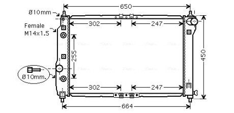 Радиатор охлаждения Авео T200(02-)/Т250(06-) (L=600) АКПП (с конд) (алюм-паяный) ava cooling dwa2068 (фото 1)