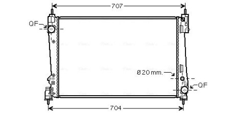 Радиатор охлаждения двигателя Fiat Doblo 10> 1,6-2,0 MJet MT AC+/-, Opel Combo 1,6-2,0 CDTI 12> AC+/- AVA ava cooling fta2312 (фото 1)