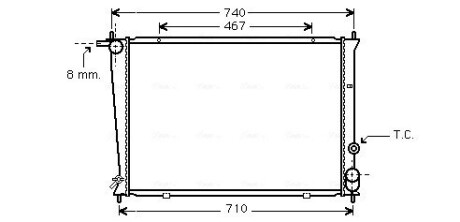 Радиатор охлаждения двигателя Hyundai H100 H-1 2,5D 00>04, 04>07 MT AC+/- ava cooling hya2049 (фото 1)