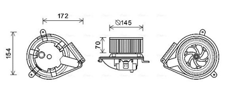 Вентилятор отопителя салона MB Vito V638 AC- ava cooling ms8626