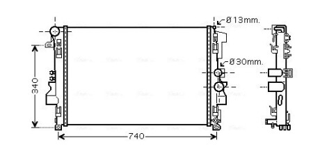 Радиатор охлаждения двигателя MB Vito 639 MT AC+/- 03>10 AVA ava cooling msa2356 (фото 1)