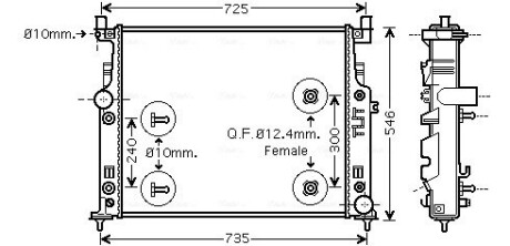 Радиатор охлаждения двигателя MB ML 164 280-350CDI 350i 05> AT AC+/- AVA ava cooling msa2436 (фото 1)