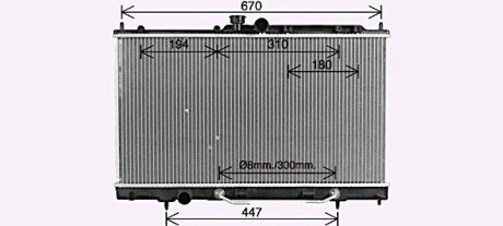 Радиатор охлаждения двигателя Mitsubishi Lancer 1,6i 2,0i 03>07 AT AC+/- ava cooling mt2214 (фото 1)