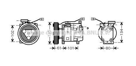 Компресор кондиціонера MAZDA 3 (2004-) (AVA) ava cooling mzak207 (фото 1)