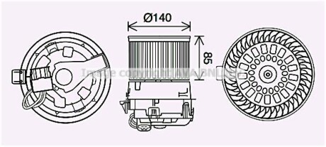 Вентилятор обігрівача салону Citroen C3 (16-)/Peugeot 2008 (13-) AVA ava cooling pe8558