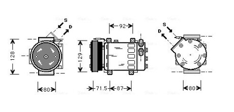 Компресор кондиціонера DACIA LOGAN (2005)/ RENAULT MEGANE (1996) (AVA) ava cooling rtak281