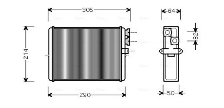 Радиатор отопителя Volvo S60 (00-), S70 (97-), S80 (98-), V70 (00-), XC70 (00-), XC90 (02-) AVA ava cooling voa6110