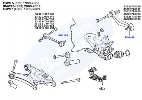 Пильник опори кульової BMW 5 (E39) 95-03/7 (E38) 96-01/X5(E53) belgum parts bg0169