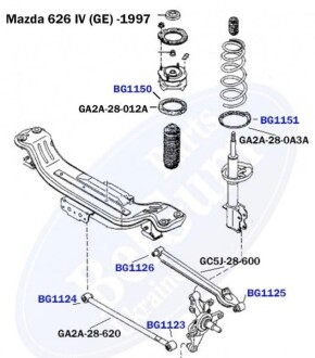 Сайлентблок поперечного рычага, задней подвески (наружный) Mazda 626 IV (GE) 1991 - belgum parts bg1123