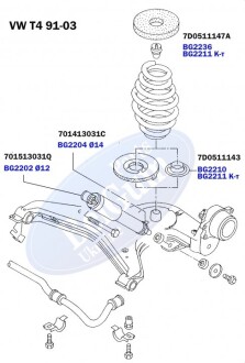 Комплект проставок пружини (задній) VW Т4 91-03 (верхня/нижня) belgum parts bg2211