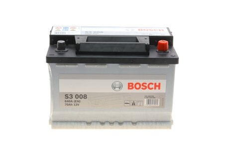 Акумулятор 70Ah-12v (S3008) (278x175x190),R,EN640 bosch 0 092 S30 080