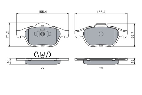 Тормозные колодки дисковые bosch 0986424443