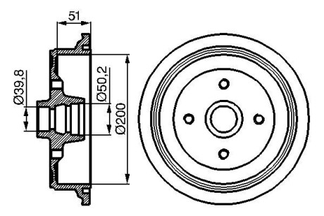 Барабан тормозной (задний) Audi 80/90/Coupe 80-91 (108x52) bosch 0 986 477 016