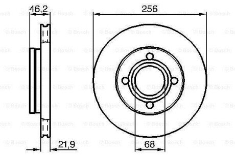 Диск гальмівний перед. (вентил.) AUDI 80 86-91, 100 -90 (256*22) bosch 0986478018