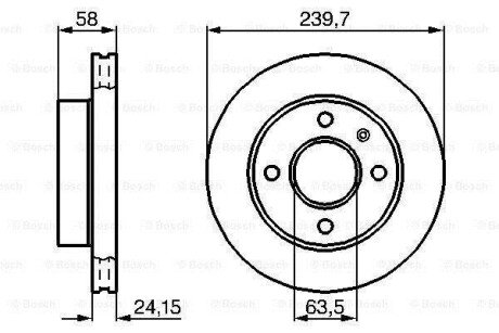 Диск гальм.передн.вентил.FORD Orion,Escort,Fiesta (239,7*24,1) bosch 0986478148