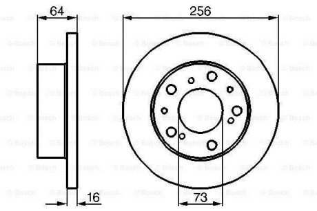 Диск гальмівний перед. FIAT Ducato 81-94 CITROEN PEUGEOT (256*16) bosch 0986478200