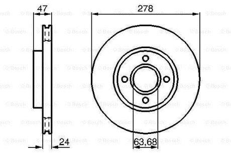 FORD диск гальмівний передній SCORPIO 2.9I 278 24 22.2 bosch 0986478427