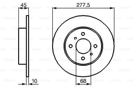 Диск гальмівний задній (277,5*10) NISSAN Primera -01. bosch 0986479105