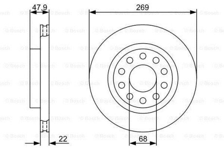 VW AUDI диск гальм. задній A6 -05 bosch 0986479366