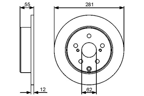 Диск гальмівний (задній) Toyota RAV4 05- (281x12) bosch 0 986 479 419