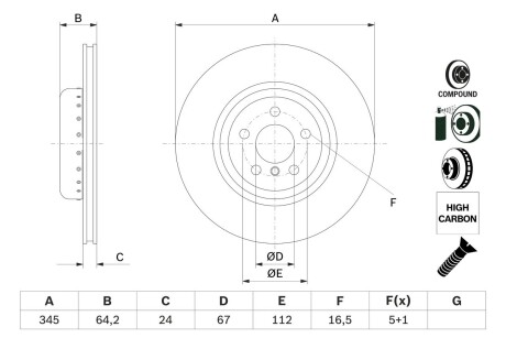 ДИСК ГАЛЬМIВНИЙ ЗАДНIЙ bosch 0 986 479 F61