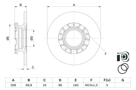 Диск гальм. зад. bosch 0 986 479 F62