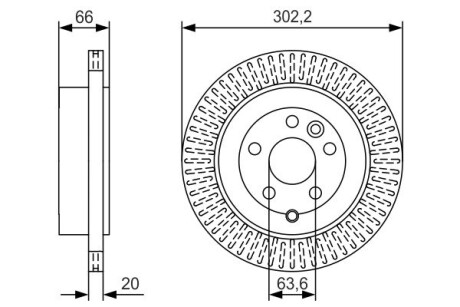 Диск тормозной (задний) Land Rover Freelander 06-14 (302.2x20) (вентилированный)) bosch 0 986 479 U44