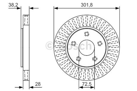 Гальмівний диск передн. CHRYSLER VOYAGER 00- bosch 0986479U45