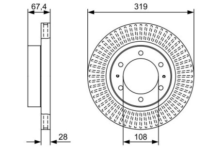 Диск гальмівний (передній) Toyota Hilux 06- (319x28) bosch 0 986 479 W47