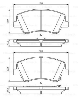 Колодки гальмівні (передні) Hyundai Elantra 10-/ i30 11-/ Kia Ceed/Cerato 12- R15 bosch 0 986 494 712