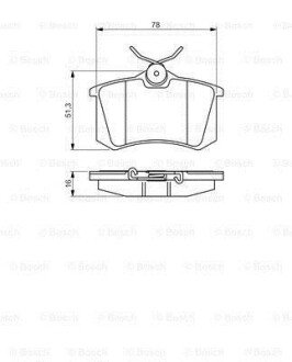 Колодки гальмівні (задні) Citroen C8/Peugeot 807 02- (78x51.3x16) bosch 0986495231