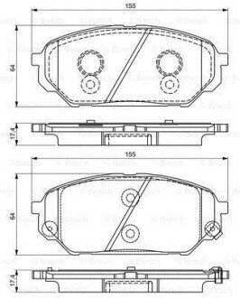 HYUNDAI колодки гальмівні передн.IX55 bosch 0986495310