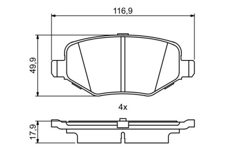 Колодки гальмівні дискові (комплект 4 шт) bosch 0986495395