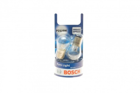 Лампа розжарювання P21/4W 12V 21/4W PURE LIGHT (blister 2шт) bosch 1 987 301 015