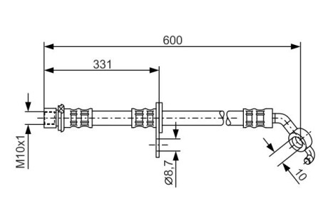 Шланг гальмівний (передній) Toyota RAV4 1.8/2.0 16V 00-05 (L) (L=585mm) bosch 1 987 476 108