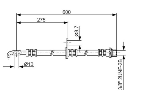 Шланг гальмівний (передній) (L) Toyota Avensis/Corolla 1.4-2.4D 01-08 (L=581mm) bosch 1 987 476 246