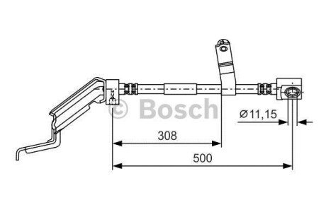 CHRYSLER шланг гальмівний передн.прав.Grand Voyager 95- bosch 1987476866