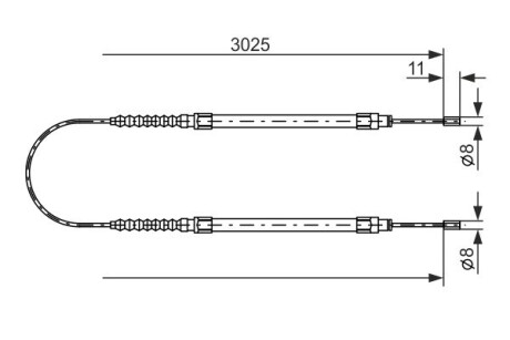 Трос ручника (задний) Citroen Jumper/Fiat Ducato/Peugeot Boxer 94-02 (3025mm) bosch 1 987 477 113