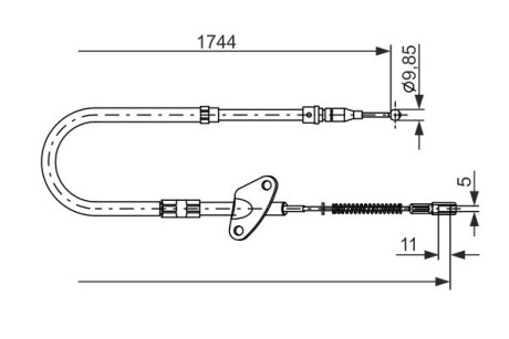 Трос ручника (задній) (L) DB 407-410 (6114201685) bosch 1987477122 (фото 1)