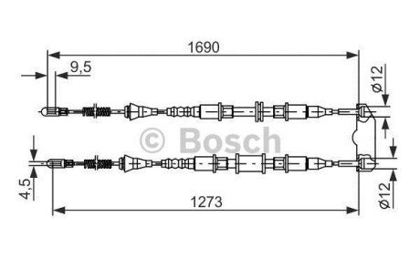 OPEL трос ручного гальма задній Astra 92- bosch 1987477129