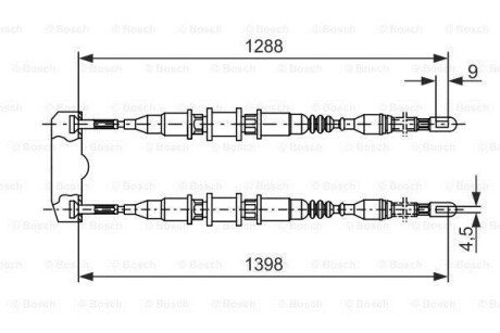 OPEL трос ручного гальма задній Astra 92- bosch 1987477258