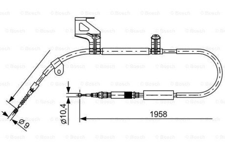 VW трос ручн. гальм. задн. лів. A6 98- bosch 1987477603