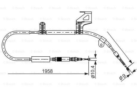 VW трос ручн. гальм.прав. А6 98- bosch 1987477604