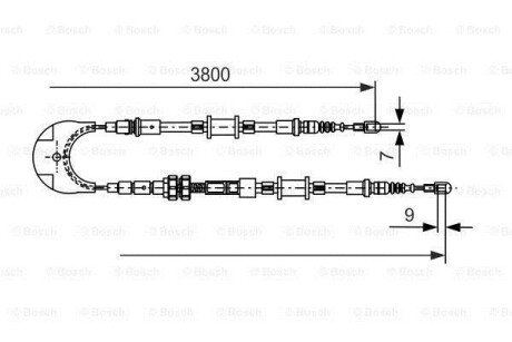 FORD трос ручного гальма задн. Scorpio 96- bosch 1987477731