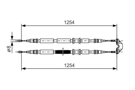 Трос ручника (задний) Opel Astra G 98-09- (1254/1254mm) (к-кт) bosch 1 987 477 764