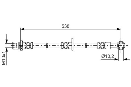 Шланг гальмівний (передній) Subaru Forester/Legacy III/Outback 00-09 (L) (L=538mm) bosch 1 987 481 606
