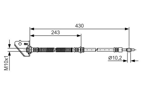 Тормозной шланг (передний) Hyundai Tucson 04- (R) (L=430mm) bosch 1 987 481 B30