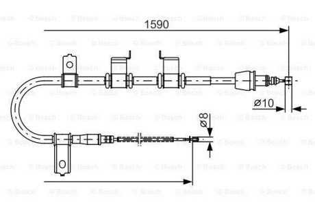 HYUNDAI трос гальмівний прав. без ABS Getz bosch 1987482072