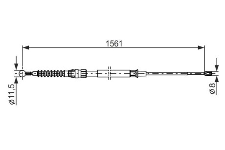 Трос ручника (задній) VW Touran 03-15 (1561/896mm) bosch 1 987 482 264